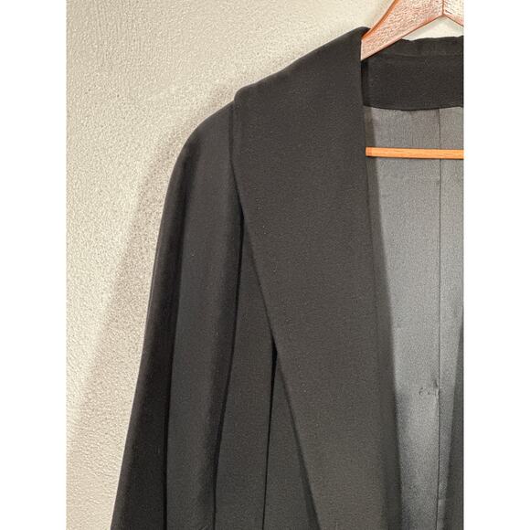 VTG 100% Chinese Cashmere Trench Coat M Black Ultra Soft Lined Luxury Minimalist - Picture 2 of 13
